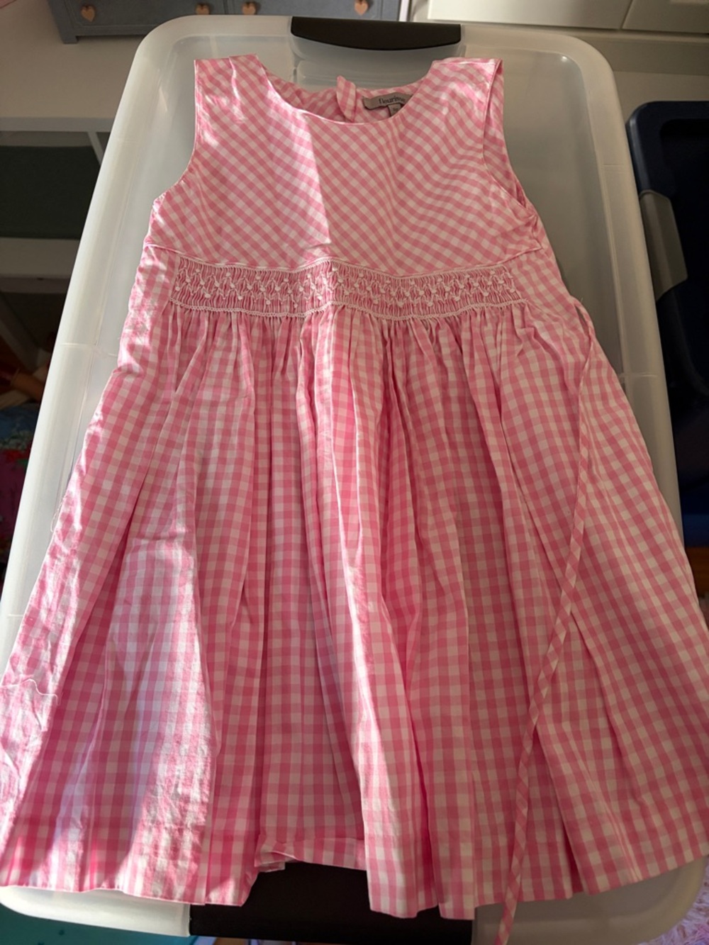 Girls' Pink Gingham Smocked Casual Dress